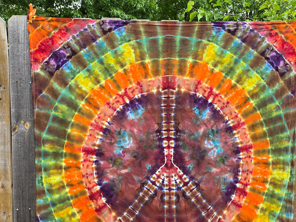 Thumbnail: 58"×58"  Peace Sign Tie Dye Tapestry 