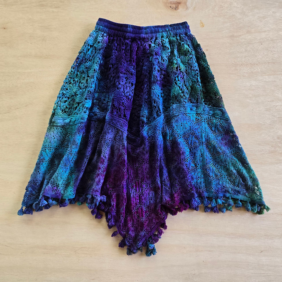 Thumbnail: Small - Large - Boho Lace Skirt with Tassels