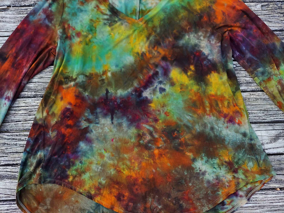 Thumbnail: 3Xl - Long Sleeve Flowy V-Neck High Low - Funky Sunshine