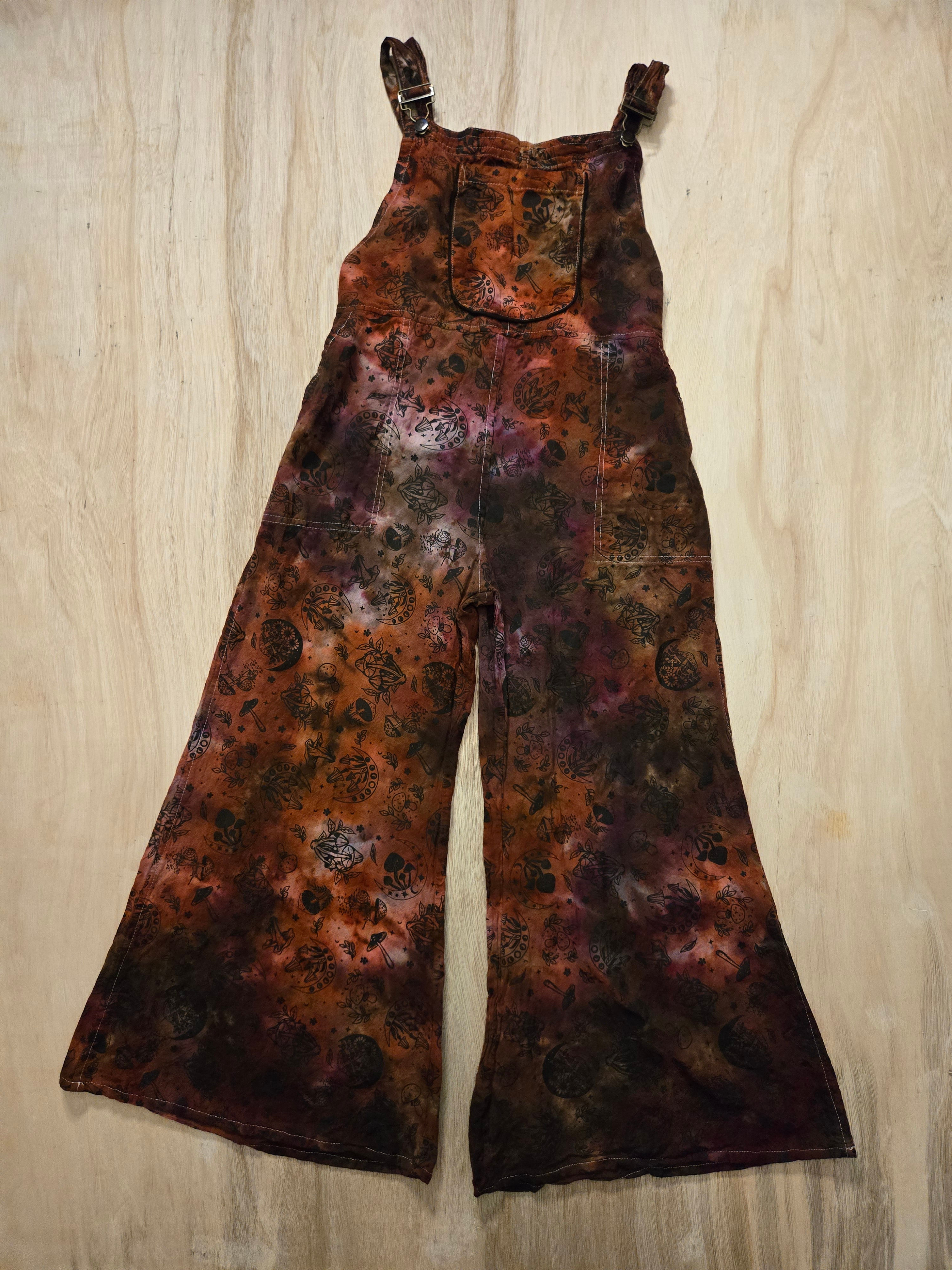 One Size - Small - Large  - Mushroom Print Overalls 