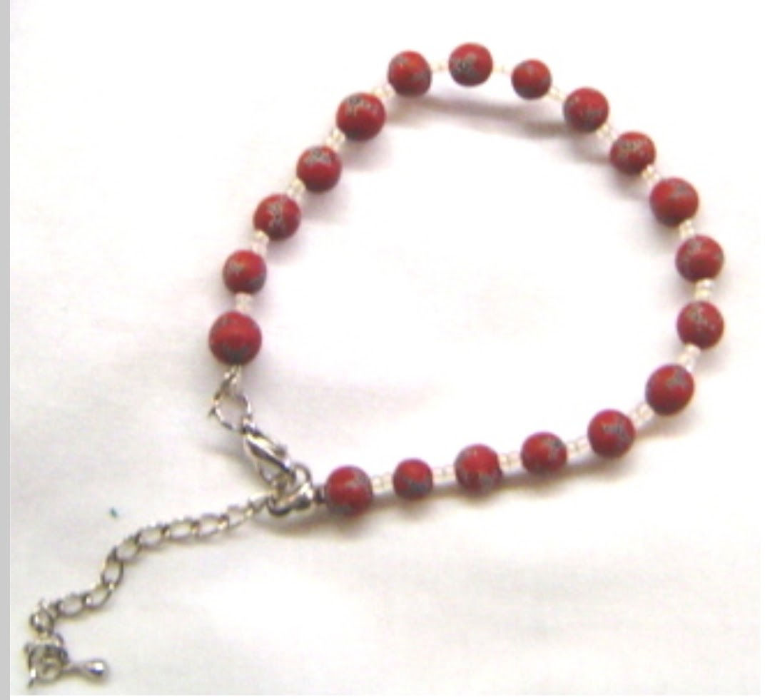 Confederate small polymer bead bracelet