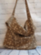 Large Messenger Bag - Open Flap - Tic-Tac print, front view, 100% Cotton Upholstery, Color: Taupe/White, Special Features: Large, Heavy duty, Fold over flap, 16"w x 21"L, JordynCherise