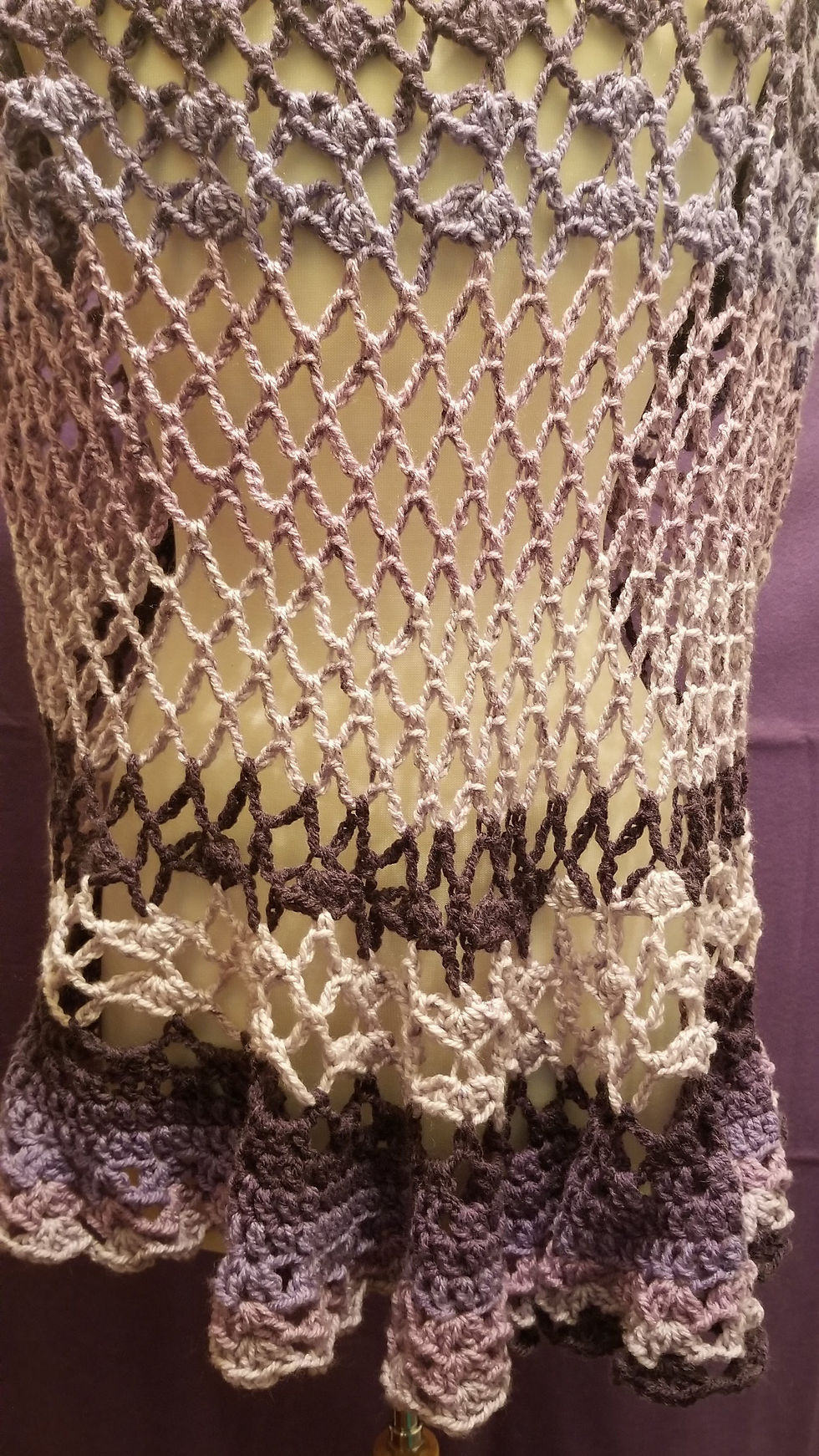 Thumbnail: Purple Mint Crochet Open Weave Vest - Purple/Lavender 100% Mercerized Cotton - Back