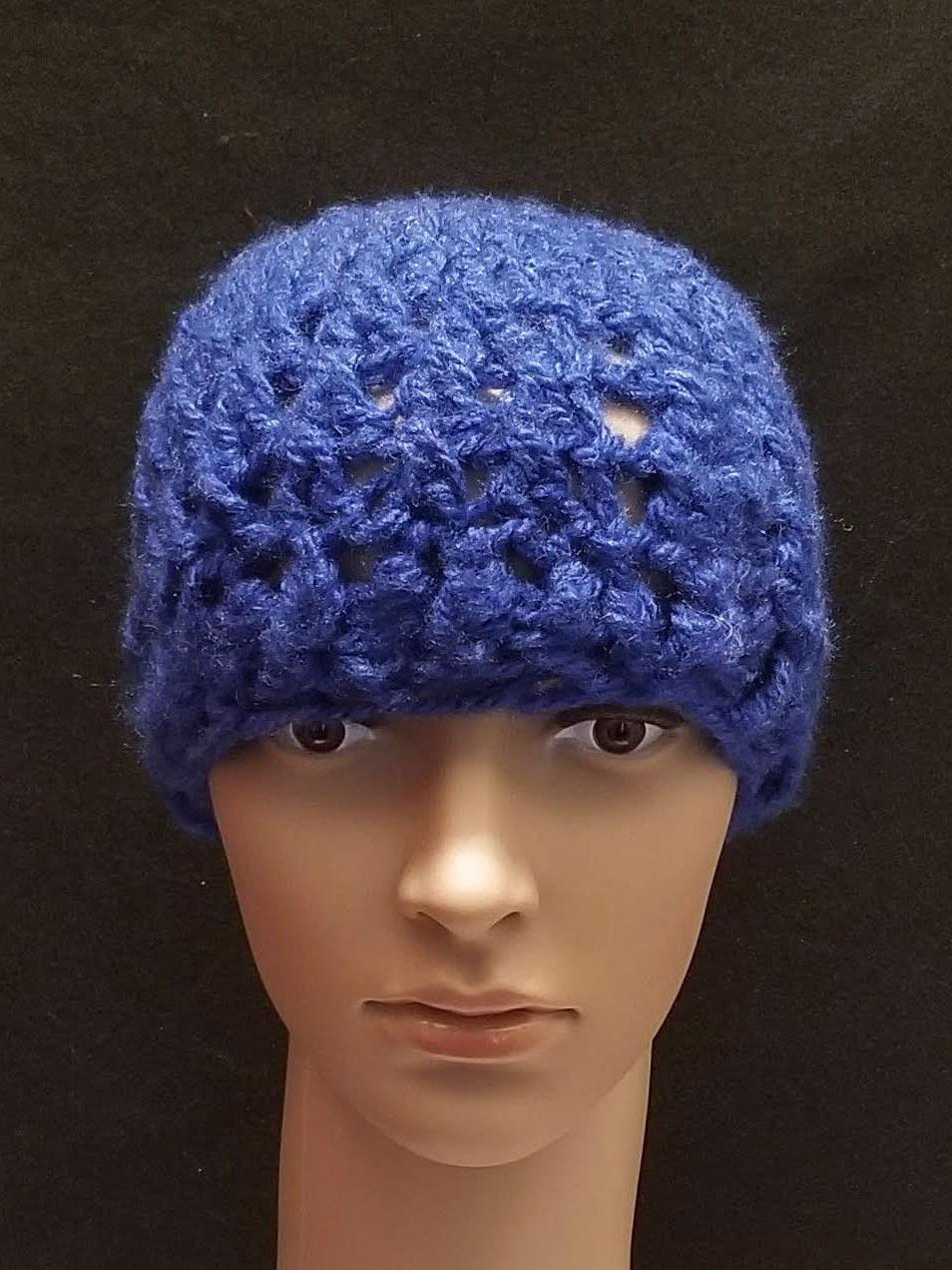 Lovely Lid Beanie Crochet Hat - Royal blue 100% Acrylic Front