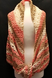 crochet shawl v print - Coral, Tan, Off-White- Shop Our Crochet Wear