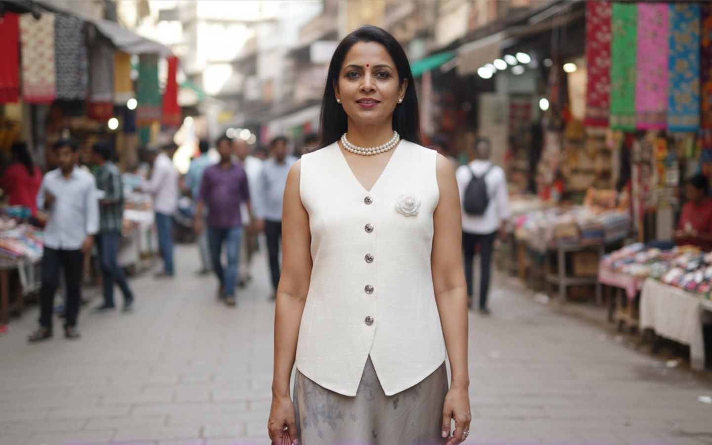 SILK SATIN SKIRT WITH KNITS PLEATED CRUSH TOP-FREESIZE