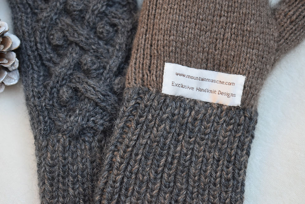 Thumbnail: Double Layer Mittens "Mayne Island" - Qiviut & Royal Alpaca
