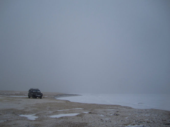 4x4 by a frozen lake in Bayan-Ulgii