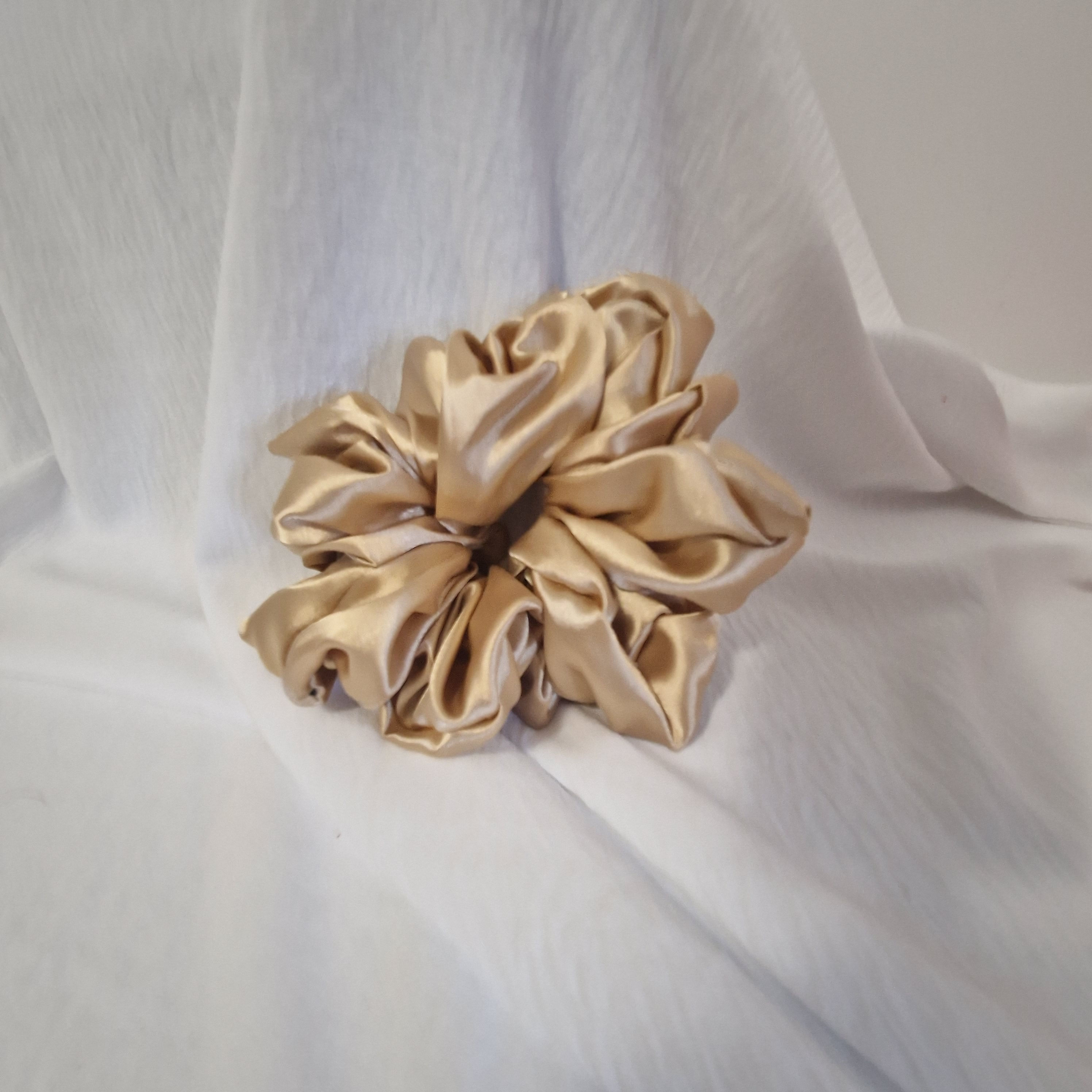 Beige Satin Scrunchie