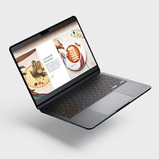 Laptop mockup displaying the Ette Hotel website design featuring elegant food photography and refined layout showcasing cocktails and restaurant sections.