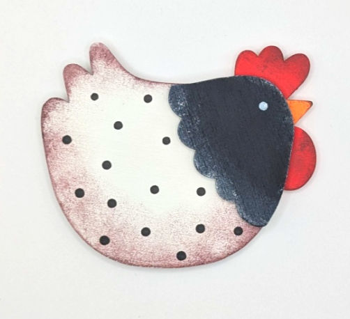 Medium White Black Chicken Magnet