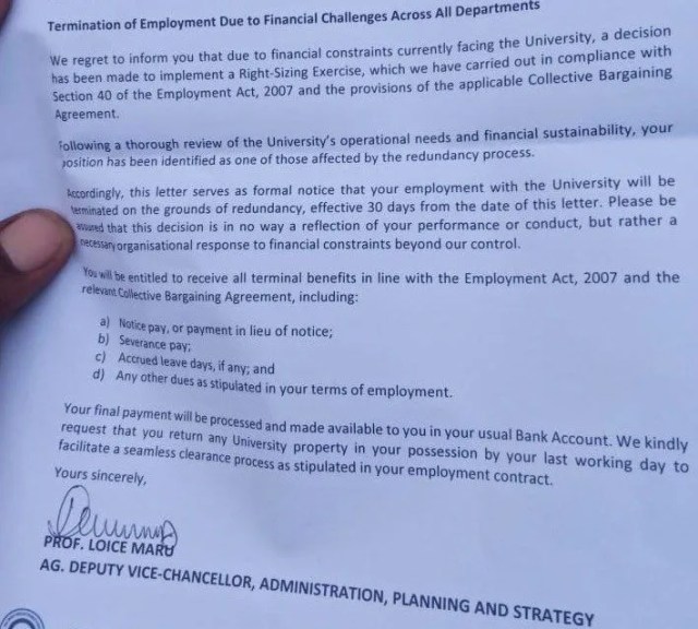 Moi University Sacks Employees