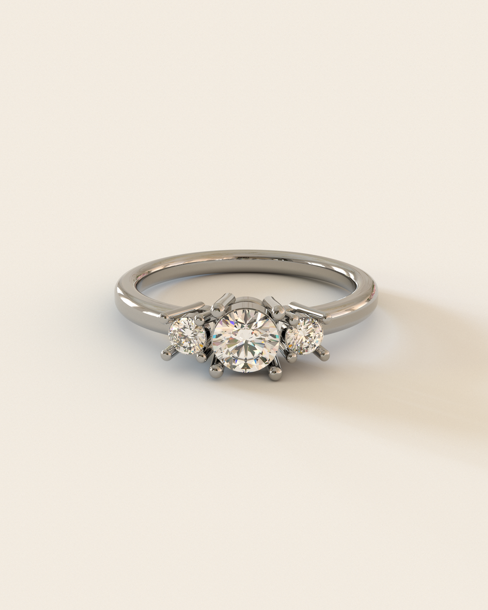 anel de noivado em ouro branco e diamantes