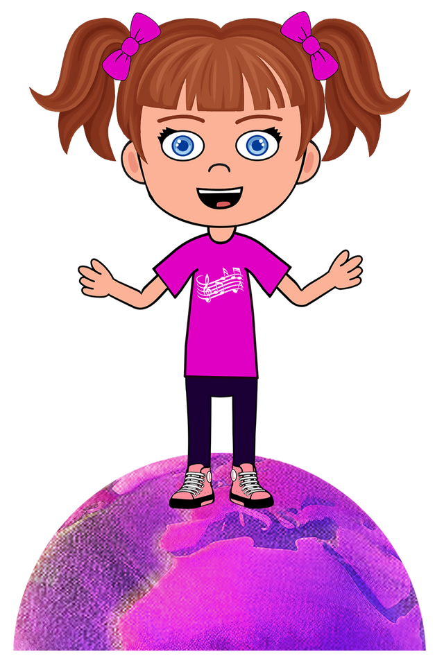 Liana standing on a globe