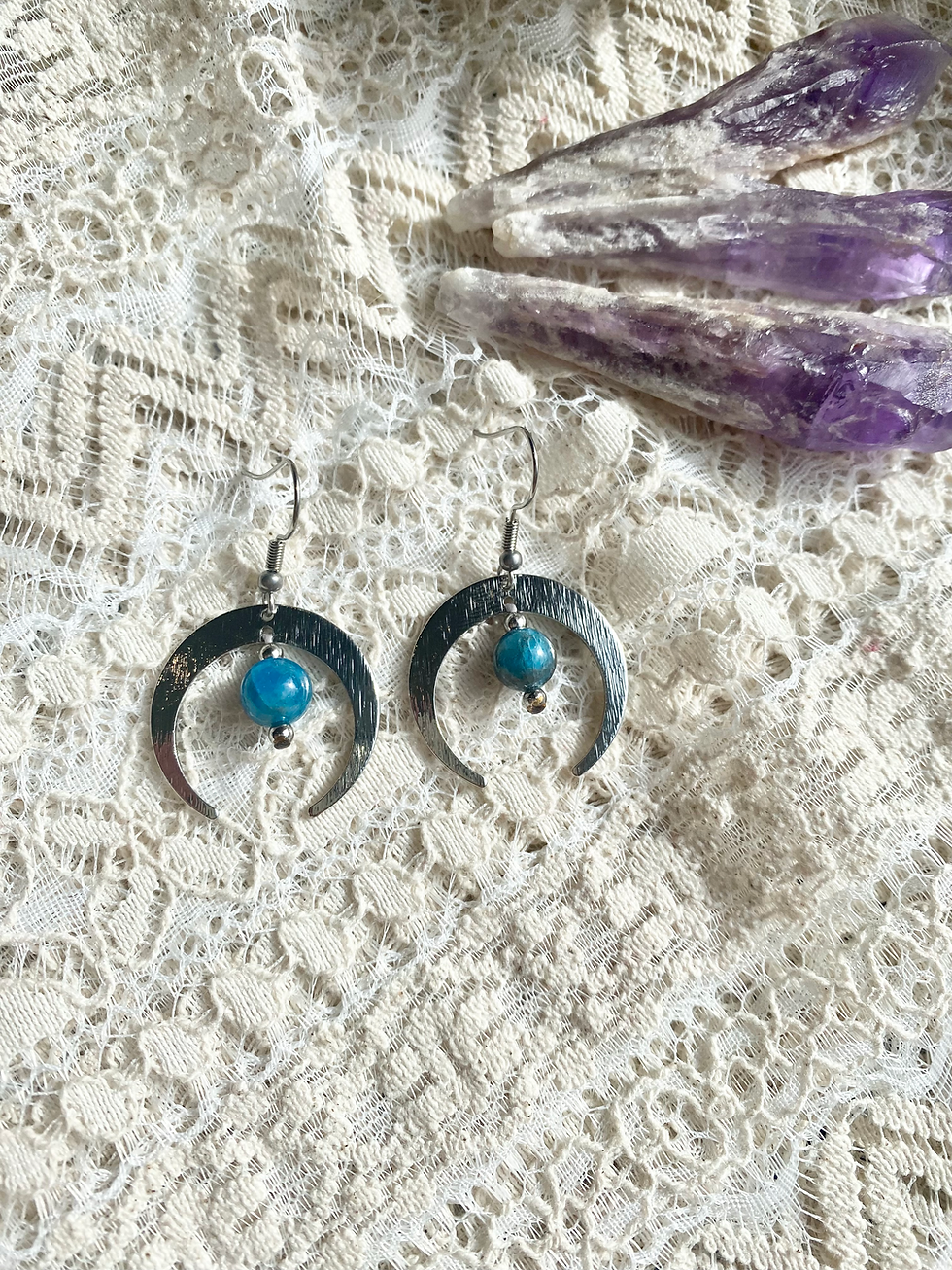 Thumbnail: Boucles d'oreilles Lune argentée