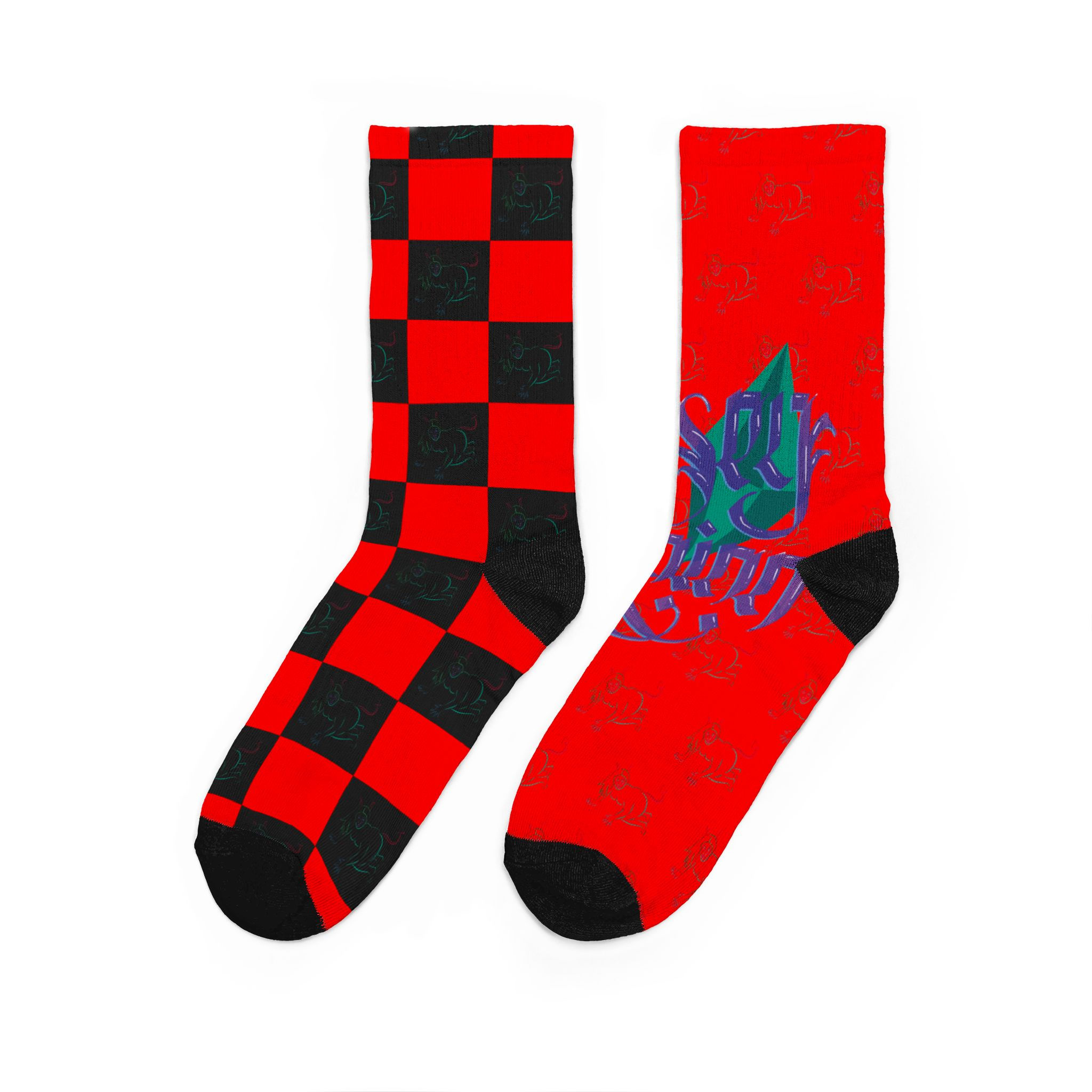 JerseyQuinn Unisex Padded Crew Socks (e kuqë)