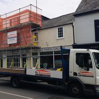 Scaffolding on shops