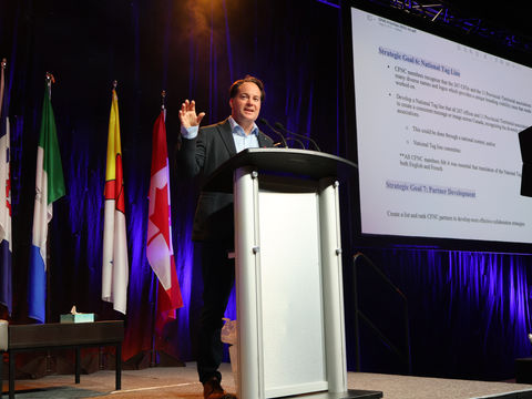 Troy Dungate presenting at Community Futures Network of Canada's 2025 National Conference with BDC in St. John's, Newfoundland.