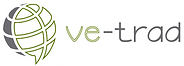logo con ícono de un mundo en gris y verde con forma de globo de diálogo acompañado de un texto que dice ve-trad