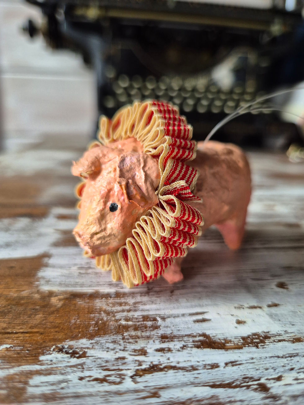 Thumbnail: Pig  - spun cotton hanging decoration 