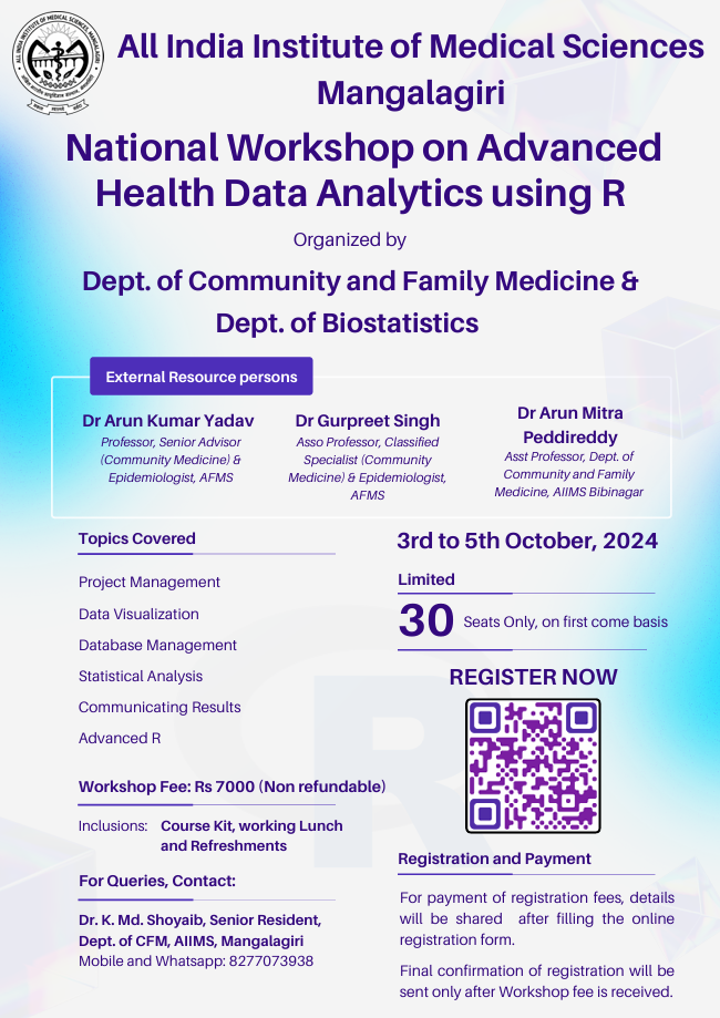  National Workshop on Advanced  Health Data Analytics using R 