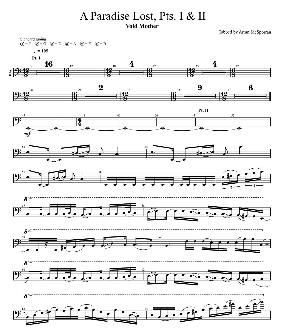 Thumbnail: A Paradise Lost Standard Notation transcription