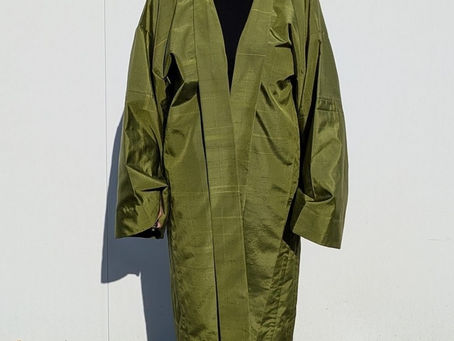 50年前の紬を現代風のダスターコートへ