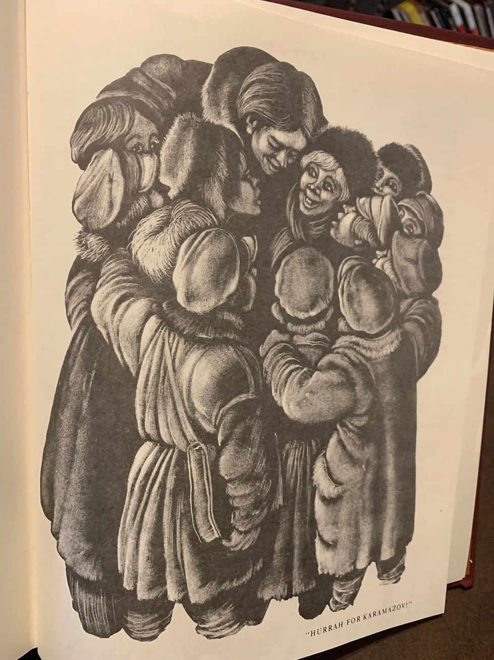 Alyosha and friends image from Easton Press The Brothers Karamazov