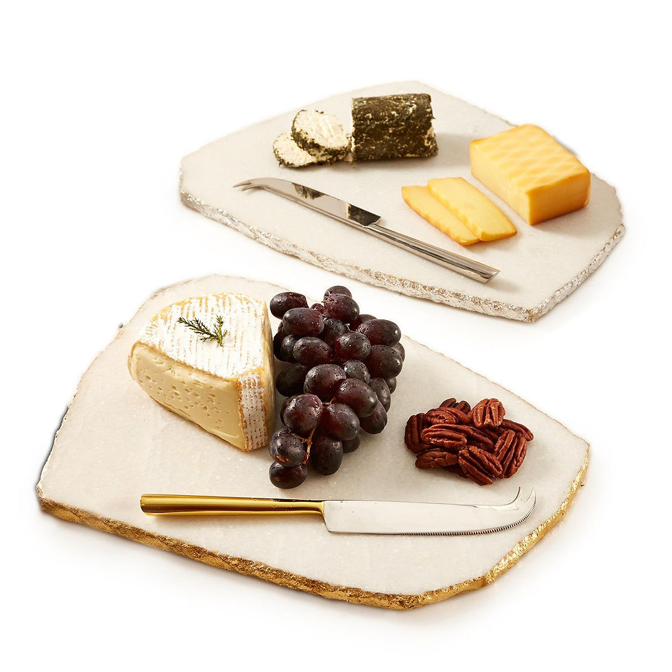 White Marble Cheese Plate with Asst Knife