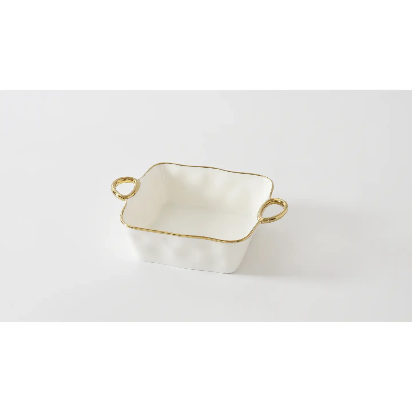 Porcelain White & Gold Square Baking Dish