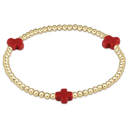 Thumbnail: Signature Cross Gold Pattern 3mm Bead Bracelet