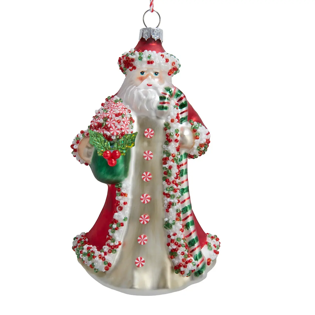 Candy Cane Santa Ornament