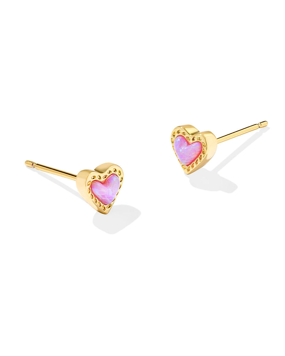 Kendra Scott Mini Ari Heart Gold Stud Earrings