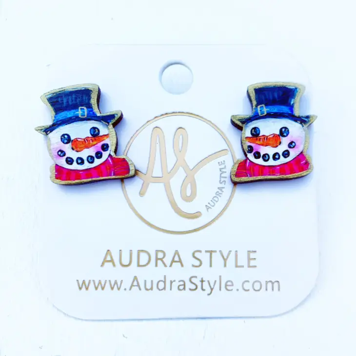 Audra Style Snowman Face Stud Earrings