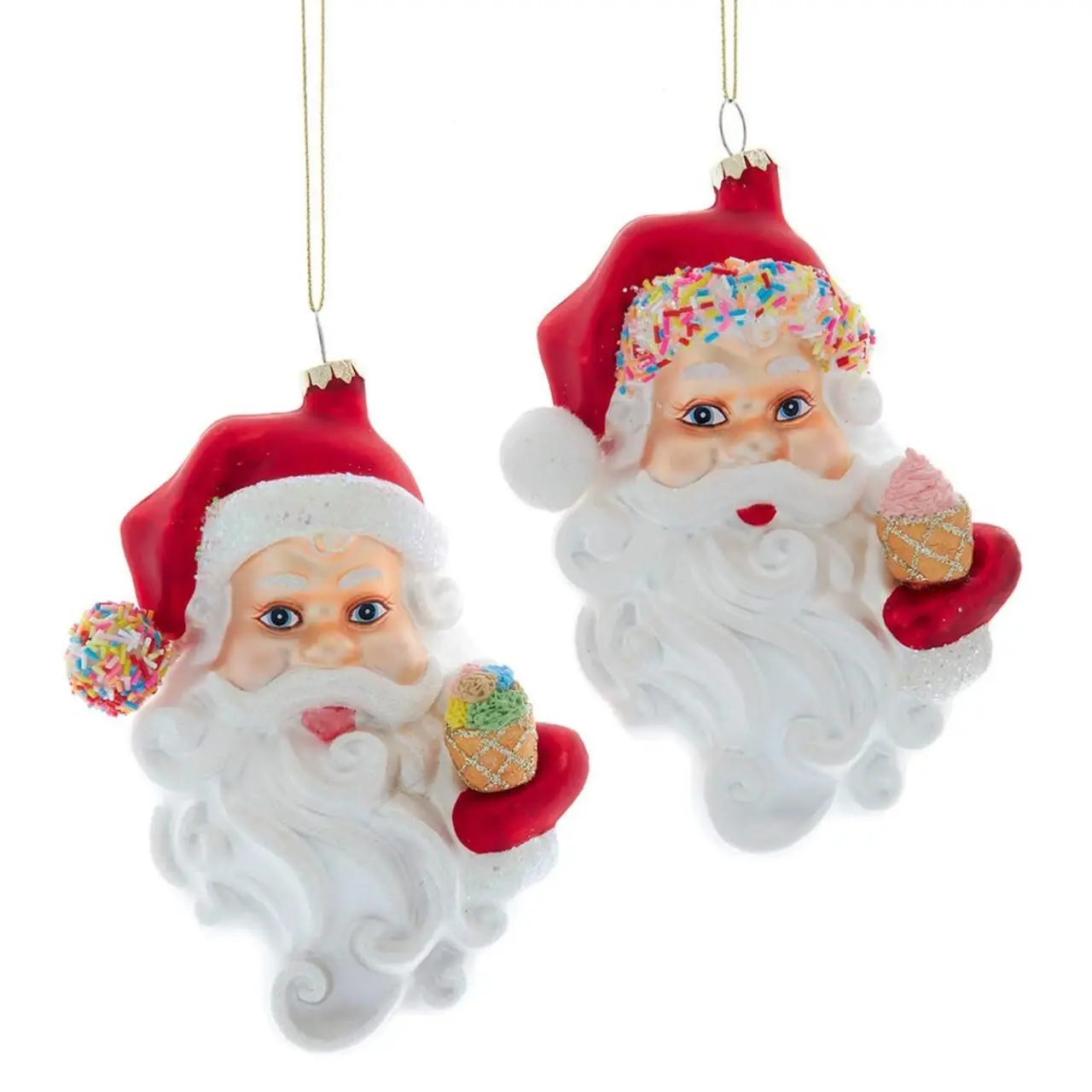 Santa Head with Sprinkles Ornament