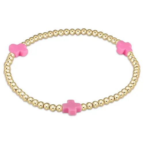 Thumbnail: Signature Cross Gold Pattern 3mm Bead Bracelet