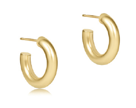 Round Gold 0.5" Post Hoop - 4mm Smooth