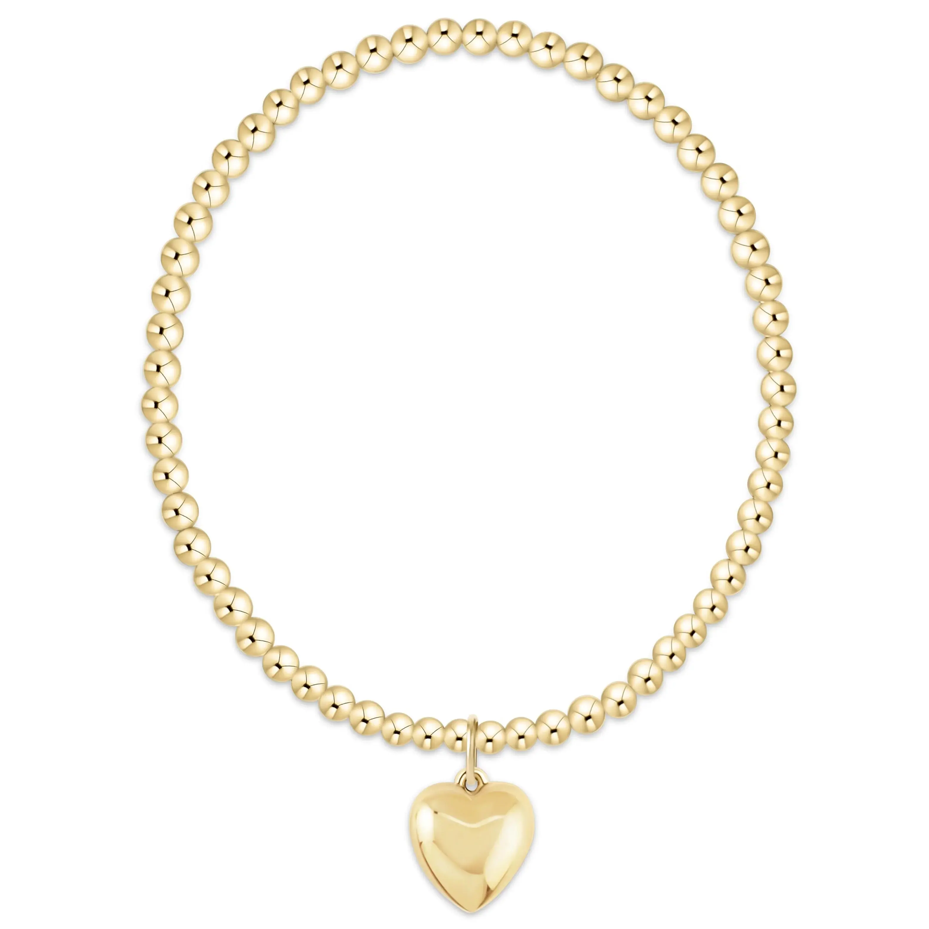 Classic Gold 3mm Bracelet - Classic Gold 10mm Charm