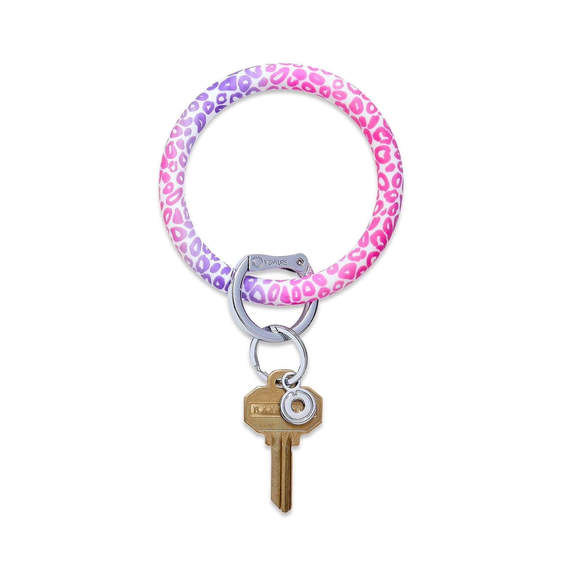 Pink Cheetah Silicone Big O Key Ring