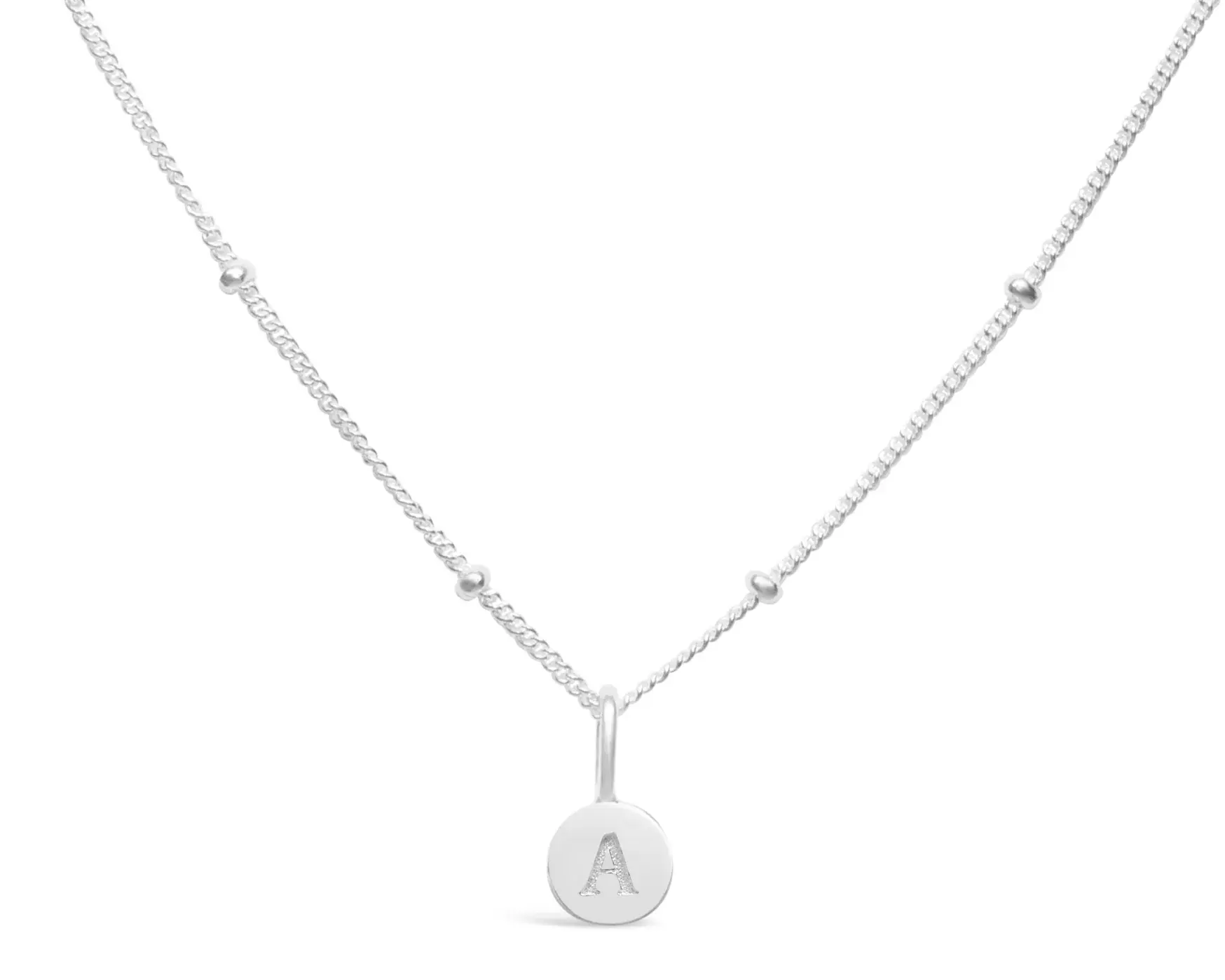 Mini Disk Silver Letter Necklace