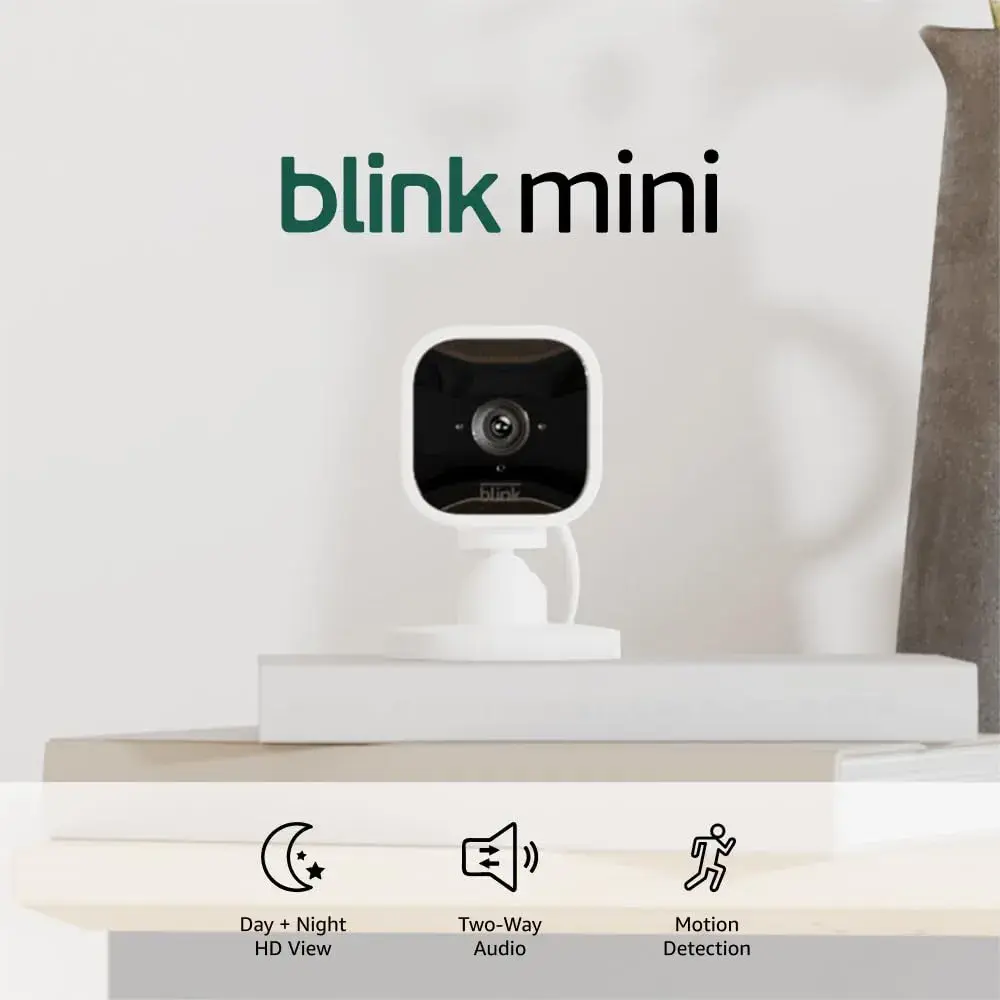 Blink Mini Smart Security Camera with Alexa - White