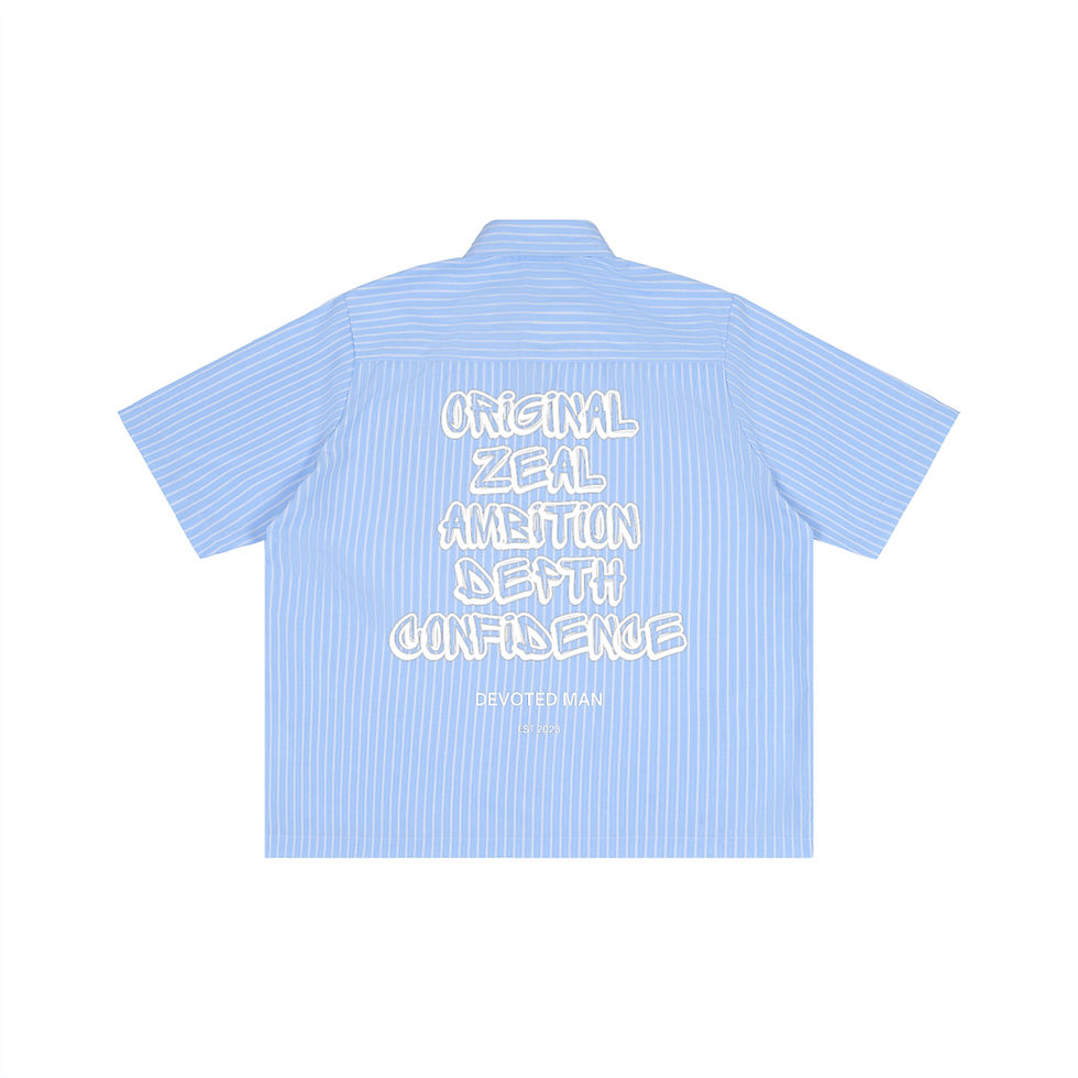 Blue collared shirt back