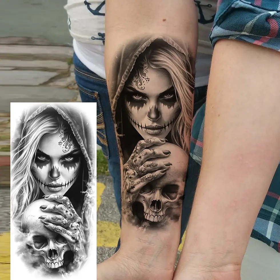 Thumbnail: 1 Sheet Full Arm Robber Gangster Temporary Tattoos for Men Women Waterproof 