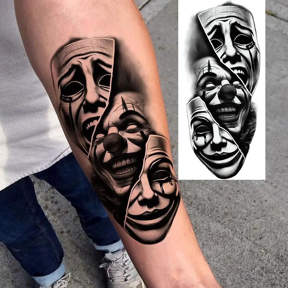 Thumbnail: 1 Sheet Full Arm Robber Gangster Temporary Tattoos for Men Women Waterproof 
