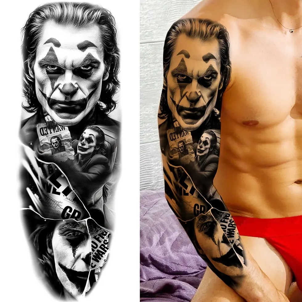 Thumbnail: 1 Sheet Full Arm Robber Gangster Temporary Tattoos for Men Women Waterproof 