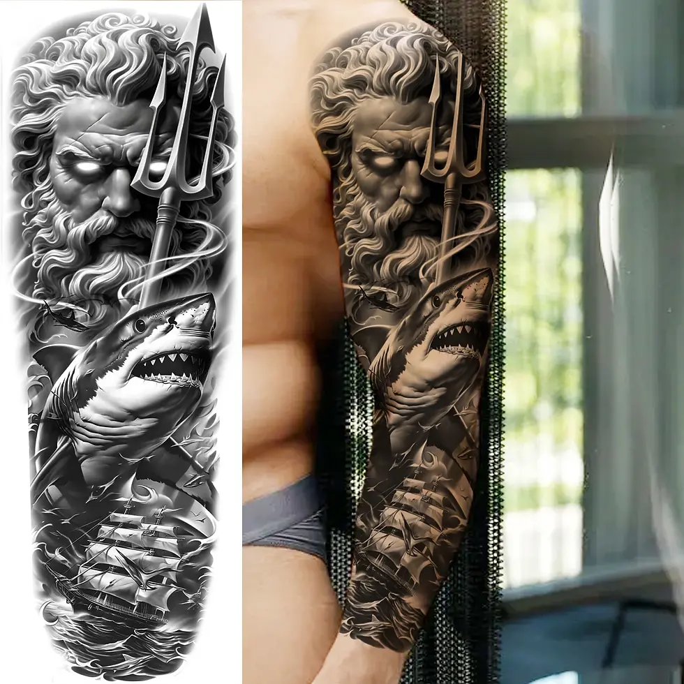 Thumbnail: 1 Sheet Full Arm Robber Gangster Temporary Tattoos for Men Women Waterproof 