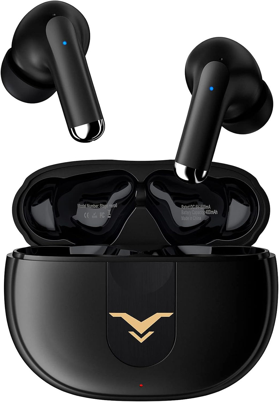 Fone de Ouvido Stage Hero6 TWS com cancelamento de ruído ativo (ANC), fone sem fio Bluetooth 5.2 com 4 microfones para chamada, 35H tempo de reprodução, modos duplo, IPX5 à prova d'água