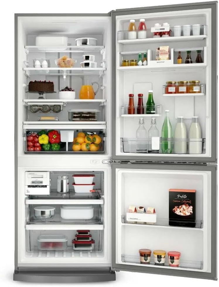 Geladeira Frost Free Brastemp Inverse 2 Portas 443L Evox BRE57AK 127V armazenamento