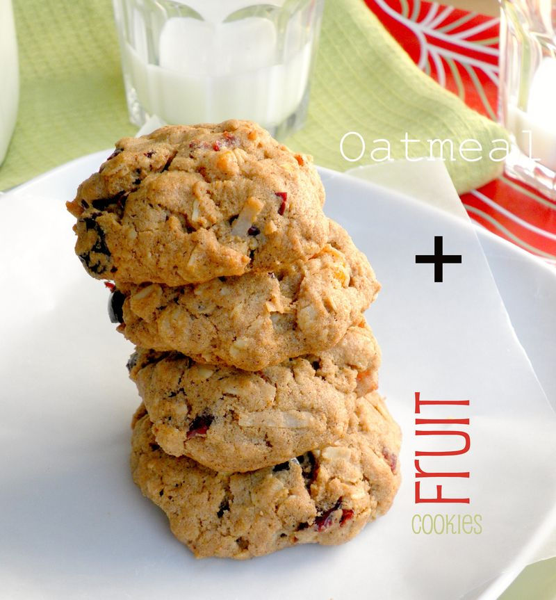 Deliciously Chewy Oatmeal, Coconut & Dried Fruit Cookies