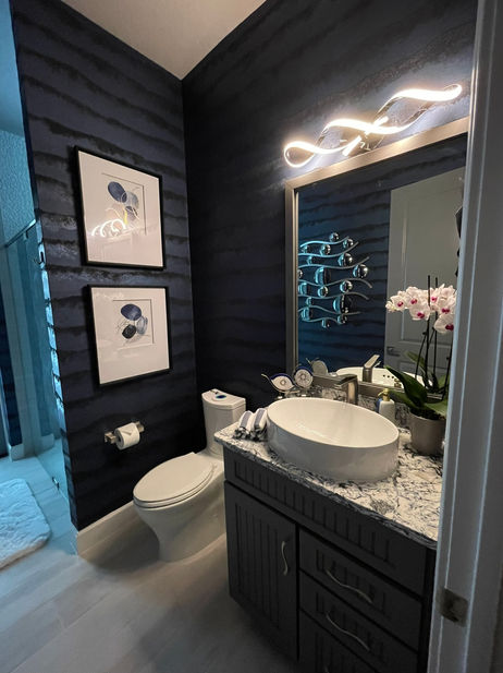 Modern Elegant Home Dark Blue Bathroom Design